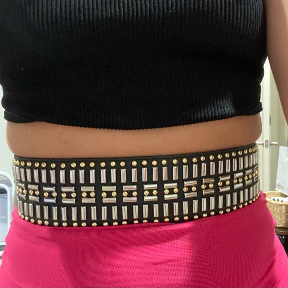Silver and gold studded BEBE belt size P/S